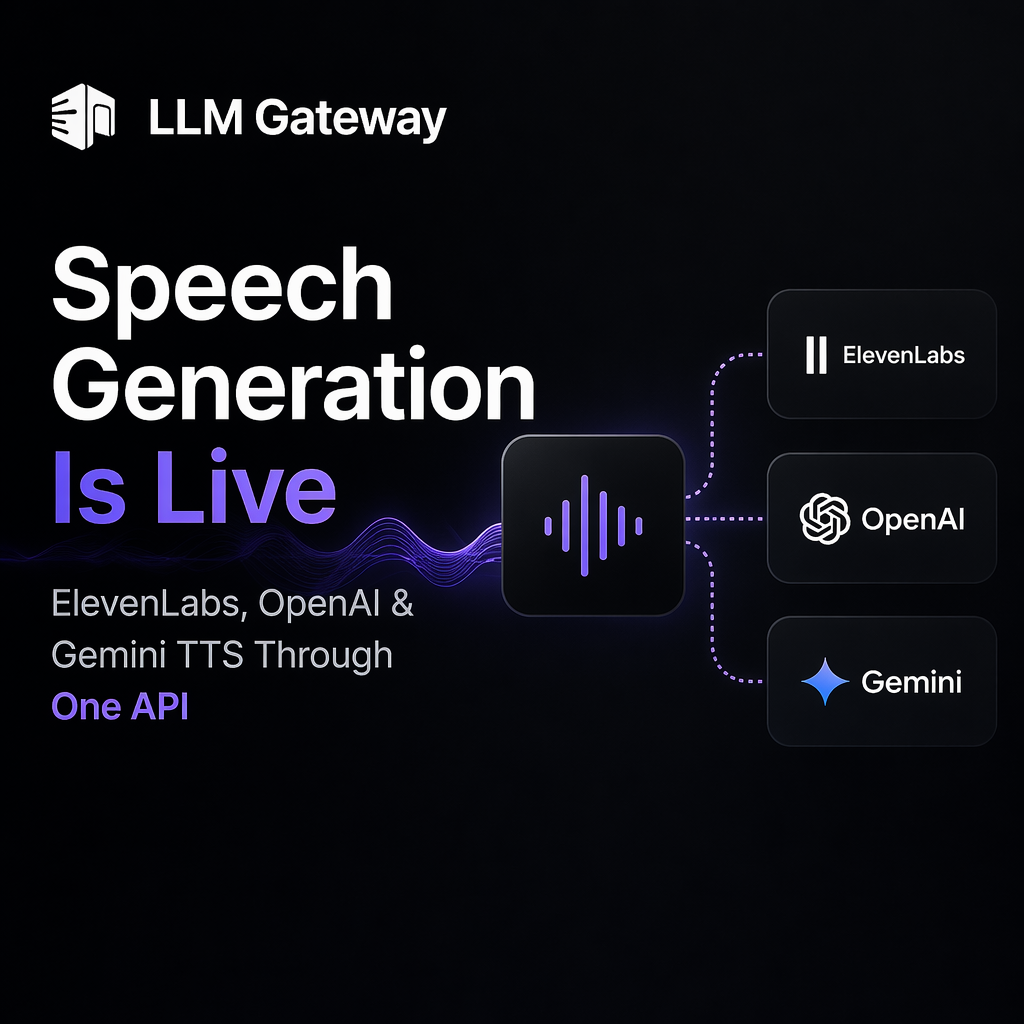 Sound waves flowing out of a single API endpoint into multiple speech models