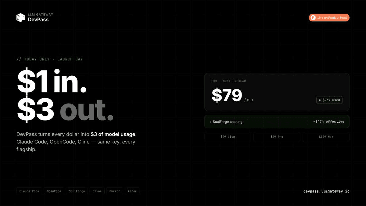 DevPass by doteb — $1 in, $3 out