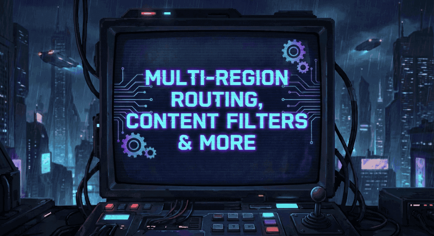 Multi-region routing and content filters on doteb