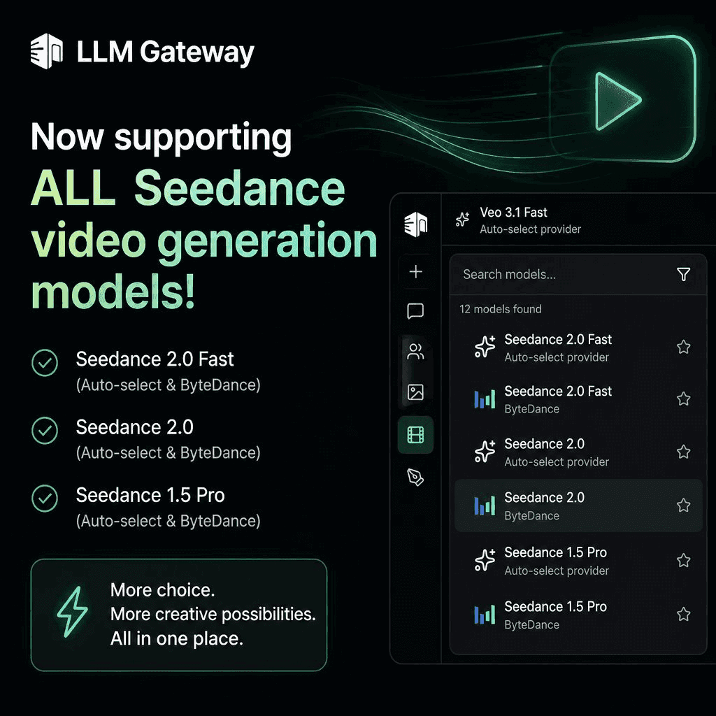 doteb now supports all ByteDance Seedance video generation models