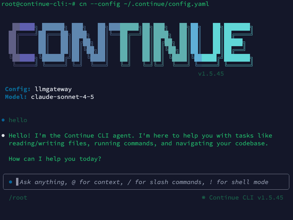 Continue CLI running with doteb