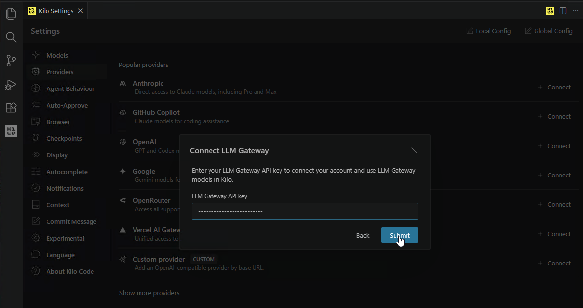 Connect doteb — enter API key
