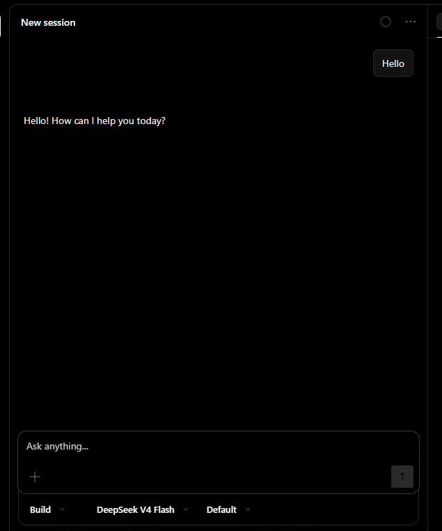 OpenCode Desktop chat active with doteb